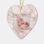 Aangepast fotopasta roze grijze marmer 2023 keramisch ornament (Links)