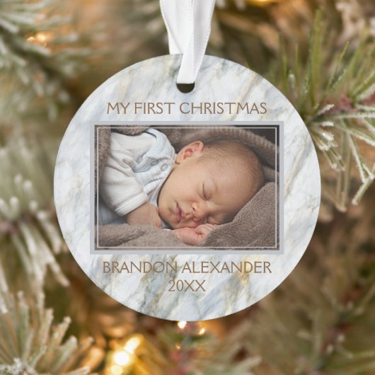 Aangepast fotopastel blauw grijs marmerpatroon ornament (Boom)