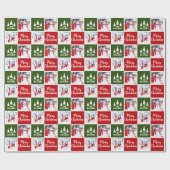 Aangepast fotopatroon groen rood kerst cadeaupapier (Vlak)