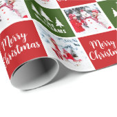 Aangepast fotopatroon groen rood kerst cadeaupapier (Rol Hoek)