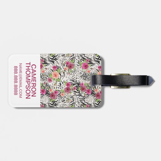 Aangepast fotopatroon met dierlijke afdrukken bagagelabel (Achterkant horizontaal)