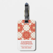 Aangepast fotopatroon met rode en gouden zonnebloe bagagelabel (Achterkant verticaal)