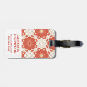 Aangepast fotopatroon met rode en gouden zonnebloe bagagelabel (Achterkant horizontaal)