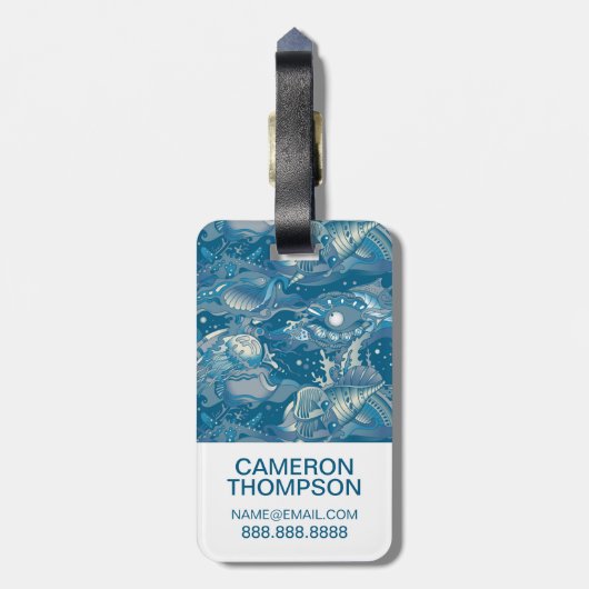 Aangepast fotopatroon voor tropisch Zee Bagagelabel (Achterkant verticaal)