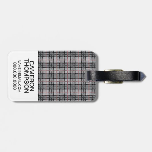 Aangepast fotopixel geplakt in grijs met rode stre bagagelabel (Achterkant horizontaal)