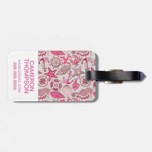 Aangepast fotoroze Zee Patroon Bagagelabel (Achterkant horizontaal)