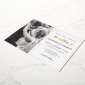 Aangepast fotoscript Echte Folie Elegant Uitnodiging (Gedraaid)