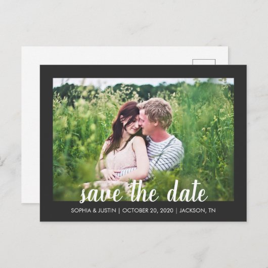 Aangepast fotoscript Save the Date-Briefkaarten Aankondigingskaart (Voorkant / Achterkant)