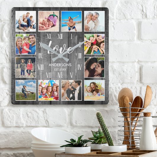 Aangepast fotoscript voor speciale farmhouse vierkante klok