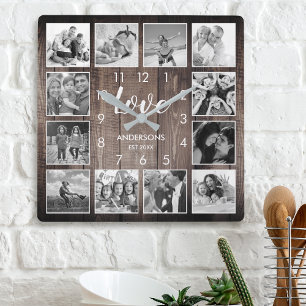 Aangepast fotoscript voor speciale farmhouse vierkante klok