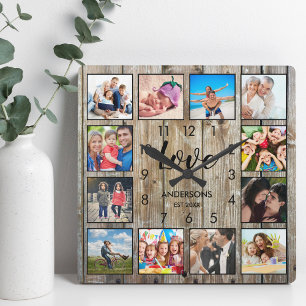 Aangepast fotoscript voor speciale farmhouse vierkante klok