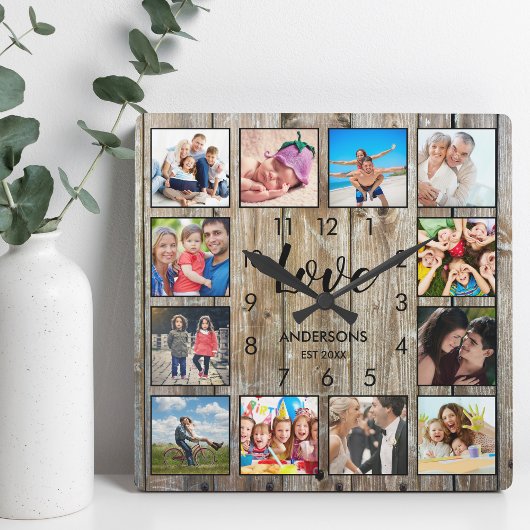 Aangepast fotoscript voor speciale farmhouse vierkante klok