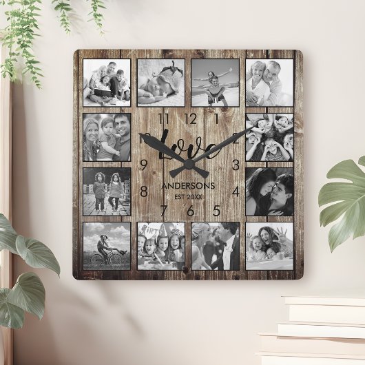 Aangepast fotoscript voor speciale farmhouse vierkante klok