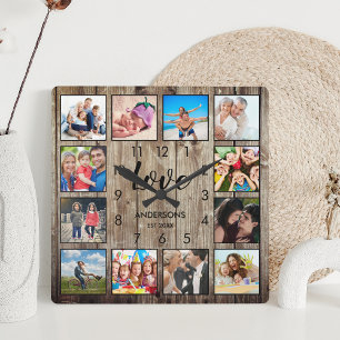 Aangepast fotoscript voor speciale farmhouse vierkante klok