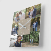 Aangepast fotosjabloon 6 Fotofamilie beige crème Vierkante Klok (Hoek)