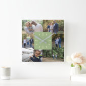 Aangepast fotosjabloon 6 Fotoserie Licht groen Vierkante Klok (Huis)