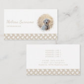 Aangepast fotosjabloon met witte poten op beige bu visitekaartje (Voorkant / Achterkant)