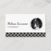 Aangepast fotosjabloon met zwarte poten op grijs visitekaartje (Voorkant)