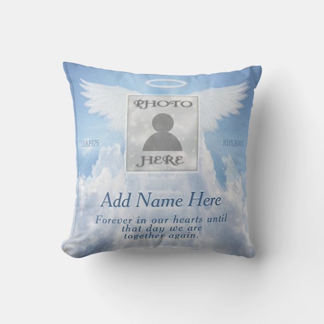 Aangepast fotostation voor Memorial naar de hemel Kussen (Voorkant)