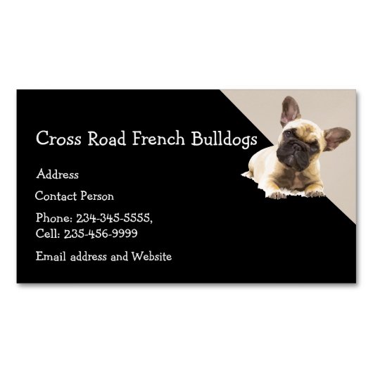 Aangepast Frans Bulldog Dog Pet Animal Logo Magnetisch Visitekaartje (Voorkant)