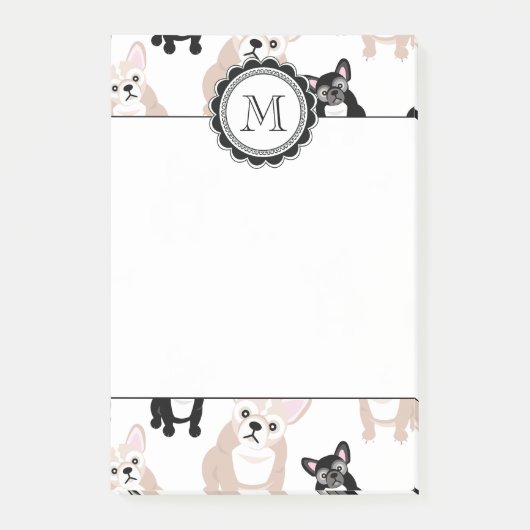 Aangepast Frans Bulldog Patroon Post-it® Notes (Voorkant)
