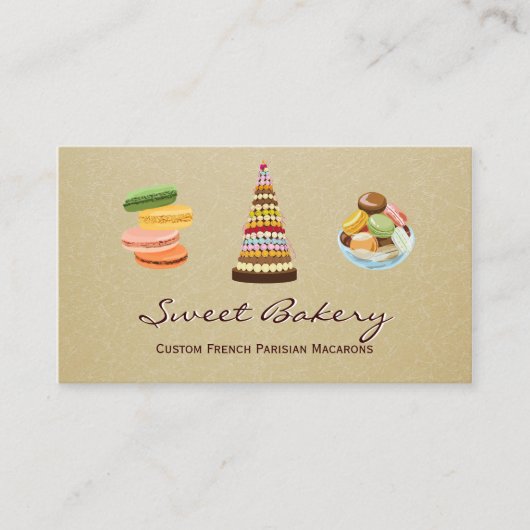 Aangepast Frans Parisian Macarons Dessert Store Visitekaartje (Voorkant)