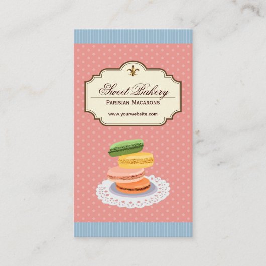 Aangepast Frans Parisian Macarons Dessert Store Visitekaartje (Voorkant)