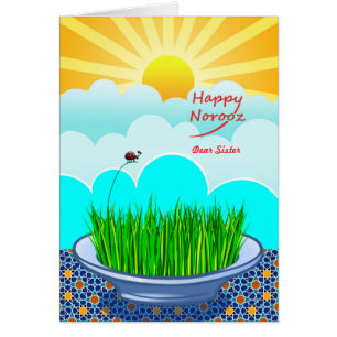 Aangepast front Happy Norooz voor zuster Sabzeh Gr