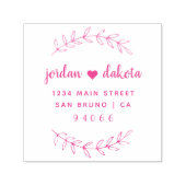 Aangepast Fuchsia Script Bruiloft Retouradres Zelfinktende Stempel (Design)