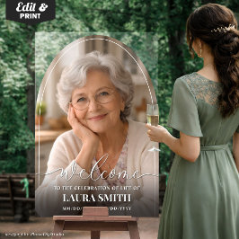 Aangepast funerair acryl boog teken, foto-herdenki bord