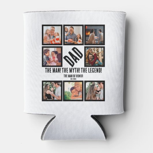 Aangepast Funny Fathers dag Papa gift 8 Foto Colla Blikjeskoeler (Voorkant)