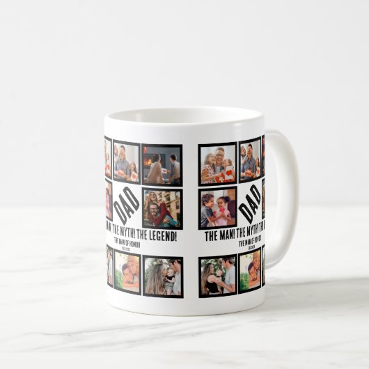 Aangepast Funny Fathers dag Papa gift 8 Foto Colla Koffiemok (Voorkant rechts)