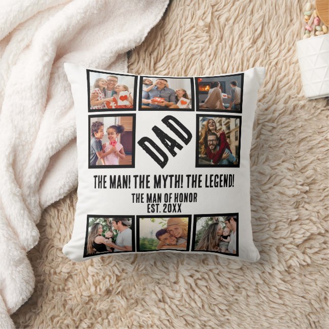 Aangepast Funny Fathers dag Papa gift 8 Foto Colla Kussen (Deken)
