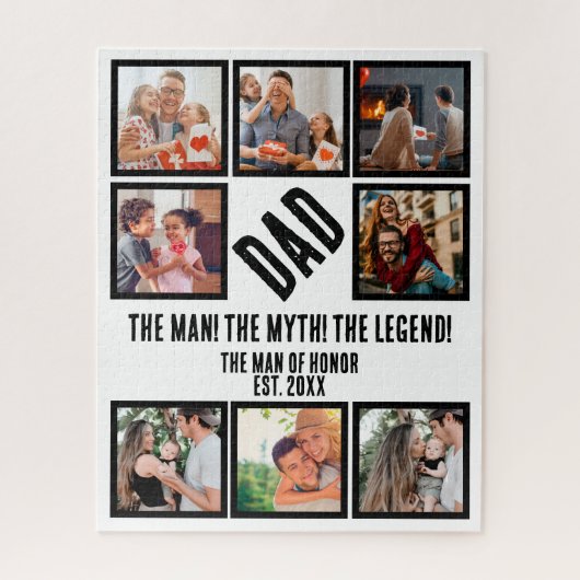 Aangepast Funny Fathers dag Papa gift 8 Foto Colla Legpuzzel (Verticaal)
