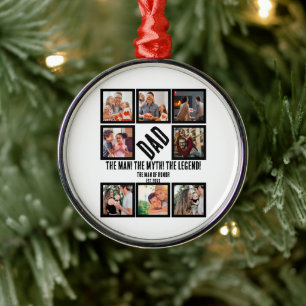 Aangepast Funny Fathers dag Papa gift 8 Foto Colla Metalen Ornament