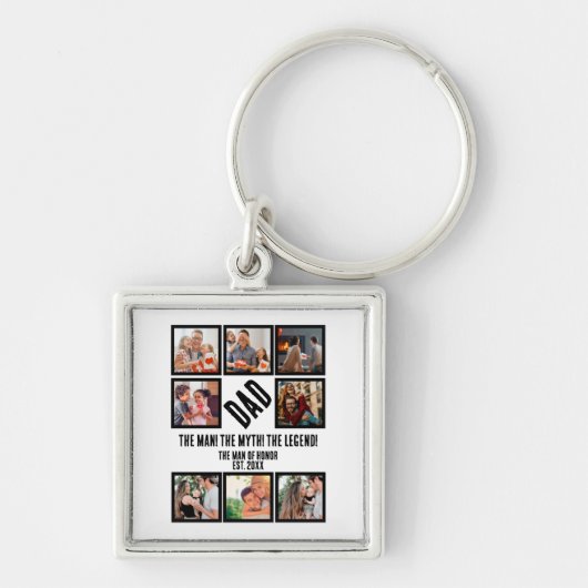 Aangepast Funny Fathers dag Papa gift 8 Foto Colla Sleutelhanger (Voorkant)