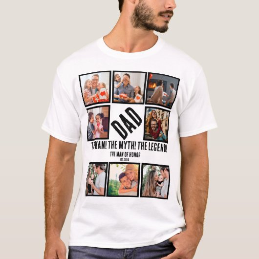 Aangepast Funny Fathers dag Papa gift 8 Foto Colla T-shirt (Voorkant)