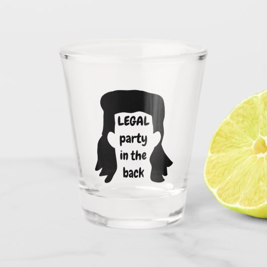 Aangepast Funny Mullet Illustratie Shot Glass Glas (Voorkant)