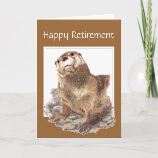 Aangepast, Funny Retirement, Otter, Waterverf Anim Kaart (Voorkant)