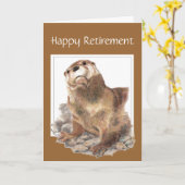Aangepast, Funny Retirement, Otter, Waterverf Anim Kaart (Gele Bloem)