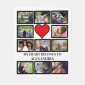 Aangepast Funny Valentijnsdag hart 11 fotocollage Fleece Deken (Voorkant)