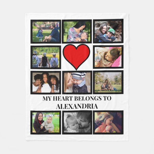 Aangepast Funny Valentijnsdag hart 11 fotocollage Fleece Deken (Voorkant)