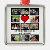 Aangepast Funny Valentijnsdag hart 11 fotocollage Metalen Ornament (Voorkant)