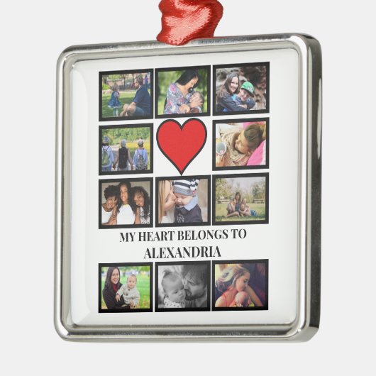 Aangepast Funny Valentijnsdag hart 11 fotocollage Metalen Ornament (Links)