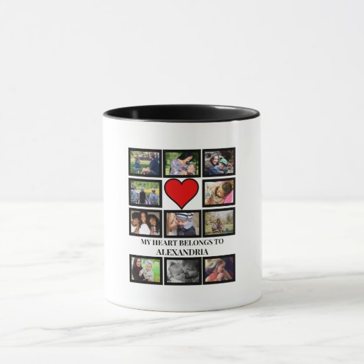 Aangepast Funny Valentijnsdag hart 11 fotocollage Mok (Midden)