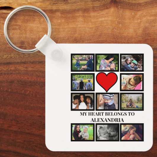 Aangepast Funny Valentijnsdag hart 11 fotocollage Sleutelhanger (Voorkant)