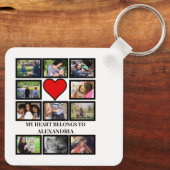 Aangepast Funny Valentijnsdag hart 11 fotocollage Sleutelhanger (Achterkant)