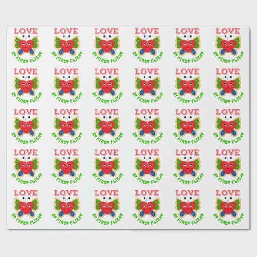 Aangepast Fuzzy Heart Vlinder Cadeau Cadeaupapier (Vlak)