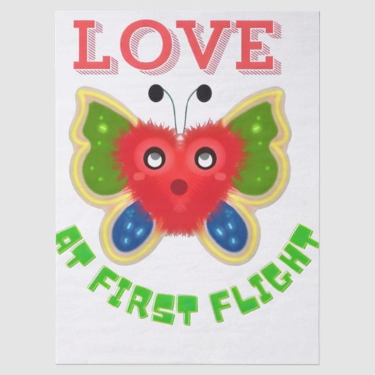 Aangepast Fuzzy Heart Vlinder Cadeau Tissuepapier (Voorkant)