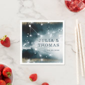 Aangepast galaxy Blue Gold Stars Weddenschap Servet (Insitu)